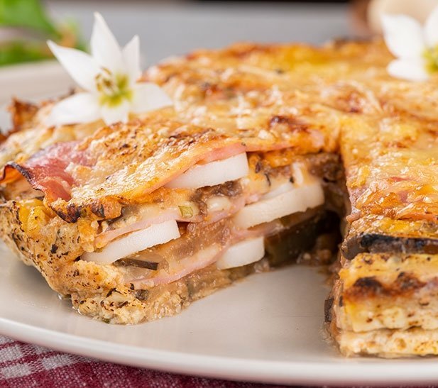 Pastel de berenjenas con palmito