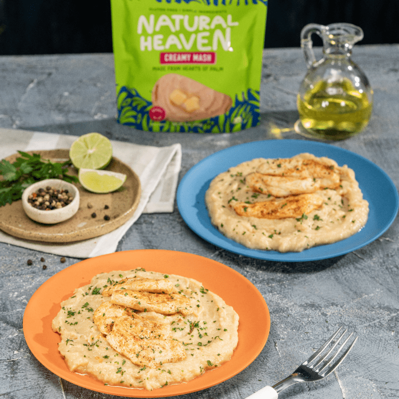 Purê Cremoso de Palmito con Pollo al Ajo